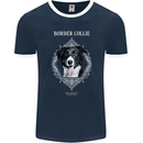 A Decorative Border Collie Mens Ringer T-Shirt FotL Navy Blue/White