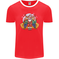 Santa Claus Chilling With Reindeers Christmas Xmas Mens Ringer T-Shirt FotL Red/White