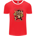 Pew Pew Bananafakas Bananas Monkey Mens Ringer T-Shirt Red/White