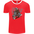 Scooter Skull Motorcycle MOD Biker Mens Ringer T-Shirt FotL Red/White