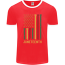 Juneteenth Emancipation Day USA Flag Mens Ringer T-Shirt FotL Red/White
