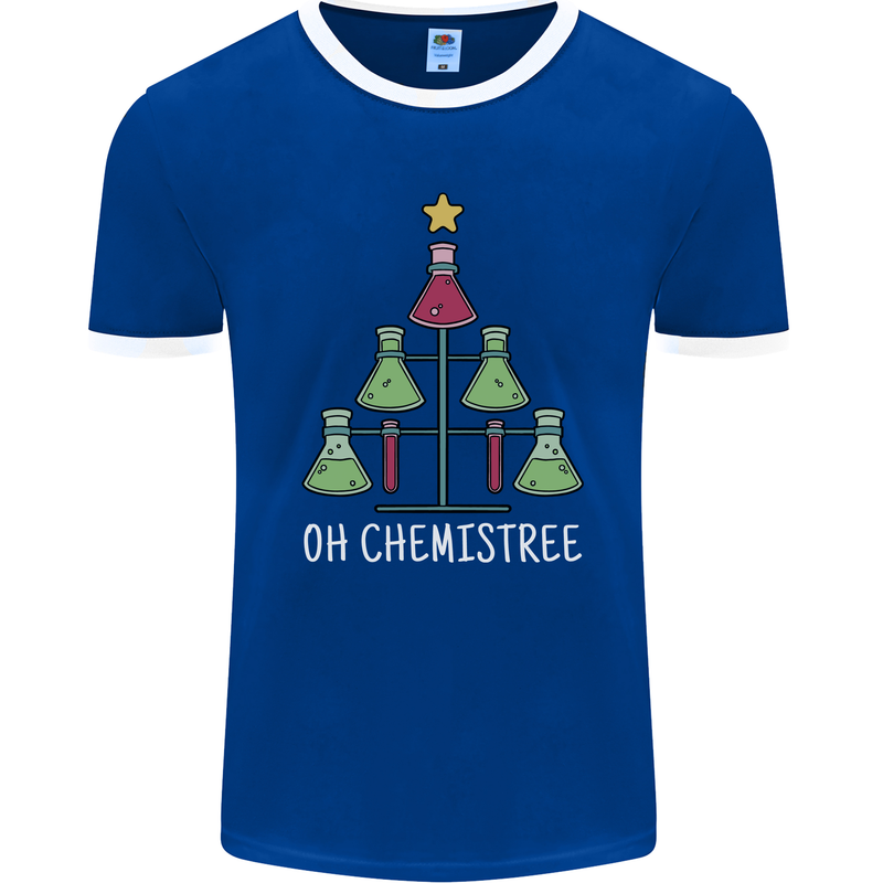 Oh Chemistry Funny Christmas Science Xmas Mens Ringer T-Shirt FotL Royal Blue/White