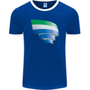 Curled Sierra Leone Flag Leonian Day Football Mens Ringer T-Shirt FotL Royal Blue/White