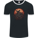 Bat Apocalypse Red Moon Halloween Mens Ringer T-Shirt FotL Black/White