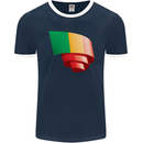 Curled Mali Flag Malian Day Football Mens Ringer T-Shirt FotL Navy Blue/White