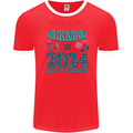 Arriving 2024 New Baby Pregnancy Pregnant Mens Ringer T-Shirt Red/White