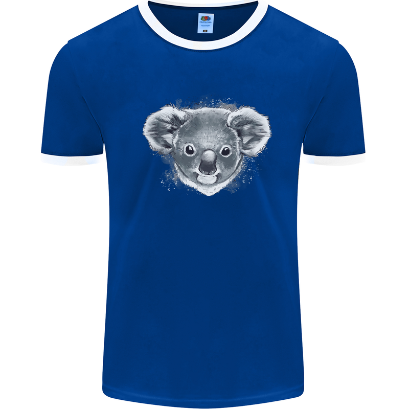 A Koala Bear Head Mens Ringer T-Shirt Royal Blue/White