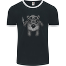 Zombie Teddy Bear With a Knife Halloween Horror Mens Ringer T-Shirt FotL Black/White