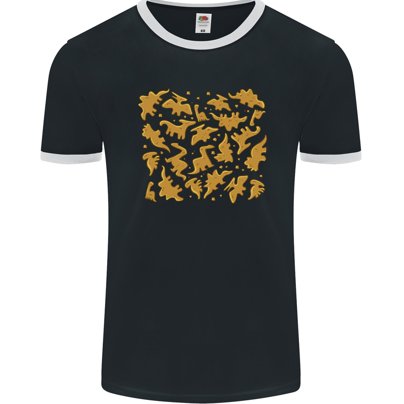 Chicken Nugget Dinosaurs Mens Ringer T-Shirt FotL Black/White