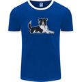 A Border Collie Dog Mens Ringer T-Shirt FotL Royal Blue/White