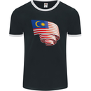 Curled Malaysia Flag Malaysian Day Football Mens Ringer T-Shirt FotL Black/White