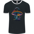 Psychedelic Magic Mushroom LSD Trippy Mens Ringer T-Shirt FotL Black/White