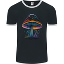 Psychedelic Magic Mushroom LSD Trippy Mens Ringer T-Shirt FotL Black/White