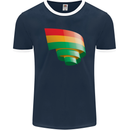 Curled Bolivia Flag Bolivian Day Football Mens Ringer T-Shirt FotL Navy Blue/White
