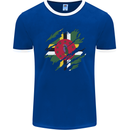 Torn Dominica Flag Dominican Day Football Mens Ringer T-Shirt FotL Royal Blue/White