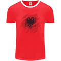 Torn Albania Flag Albanian Day Football Mens Ringer T-Shirt FotL Red/White