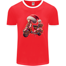 Christmas Scooter Xmas Hat MOD Moped Mens Ringer T-Shirt FotL Red/White