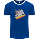 A Unicorn Pug Dog LGBT Mens Ringer T-Shirt Royal Blue/White