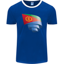 Curled Eritrean Flag Eritrea Flag Day Football Mens Ringer T-Shirt FotL Royal Blue/White
