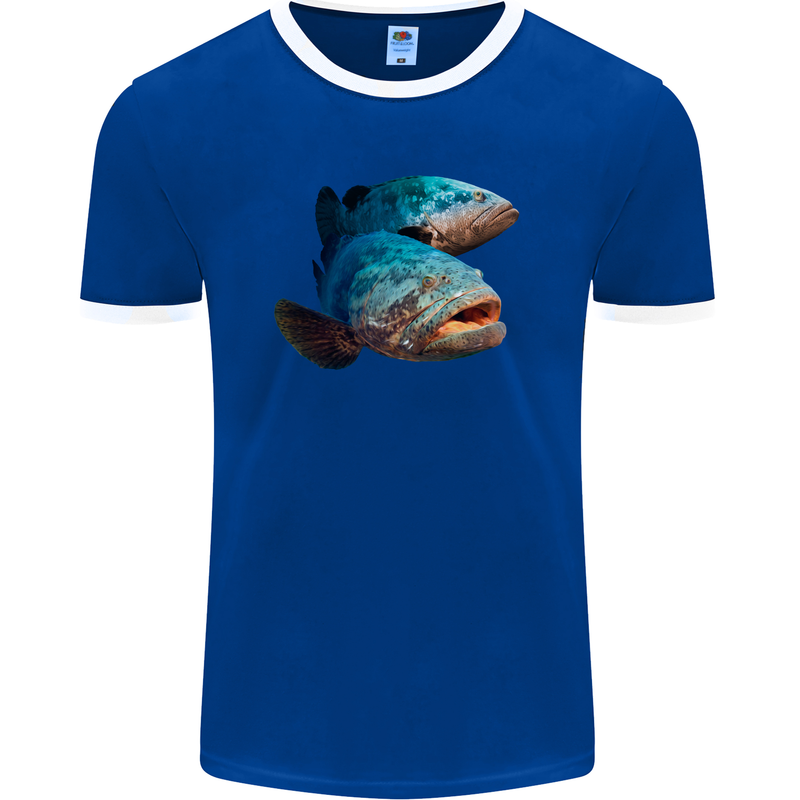 Goliath Fish Fishing Fisherman Mens Ringer T-Shirt FotL Royal Blue/White