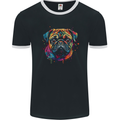 A Colourful Pug Dog Mens Ringer T-Shirt FotL Black/White