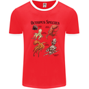 Octopus Species Sealife Scuba Diving Mens Ringer T-Shirt Red/White