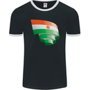 Curled Niger Flag Nigerien Day Football Mens Ringer T-Shirt FotL Black/White
