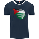Curled Palestine Flag Palestinian Day Football Mens Ringer T-Shirt FotL Navy Blue/White