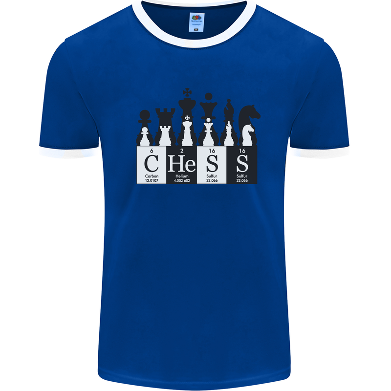 Chess Elements Periodic Table Mens Ringer T-Shirt Royal Blue/White