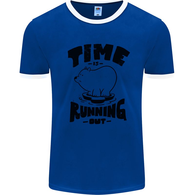 Time Running Out Climate Change Mens Ringer T-Shirt Royal Blue/White