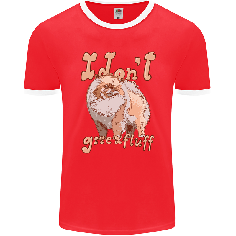Pomeranian I Don't Give a Fluff Funny Dog Mens Ringer T-Shirt FotL Red/White