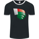 Curled Madagascar Flag Madagascan Day Football Mens Ringer T-Shirt FotL Black/White