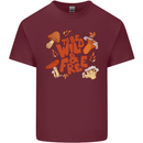 Wild & Free Mushroom Foraging Nature Mens Cotton T-Shirt Tee Top Maroon