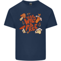 Wild & Free Mushroom Foraging Nature Mens Cotton T-Shirt Tee Top Navy Blue