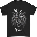 Wild and Free Tiger Mens T-Shirt 100% Cotton Black