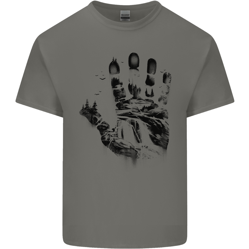 Wilderness Hand Trekking Outdoors Camping Mens Cotton T-Shirt Tee Top Charcoal