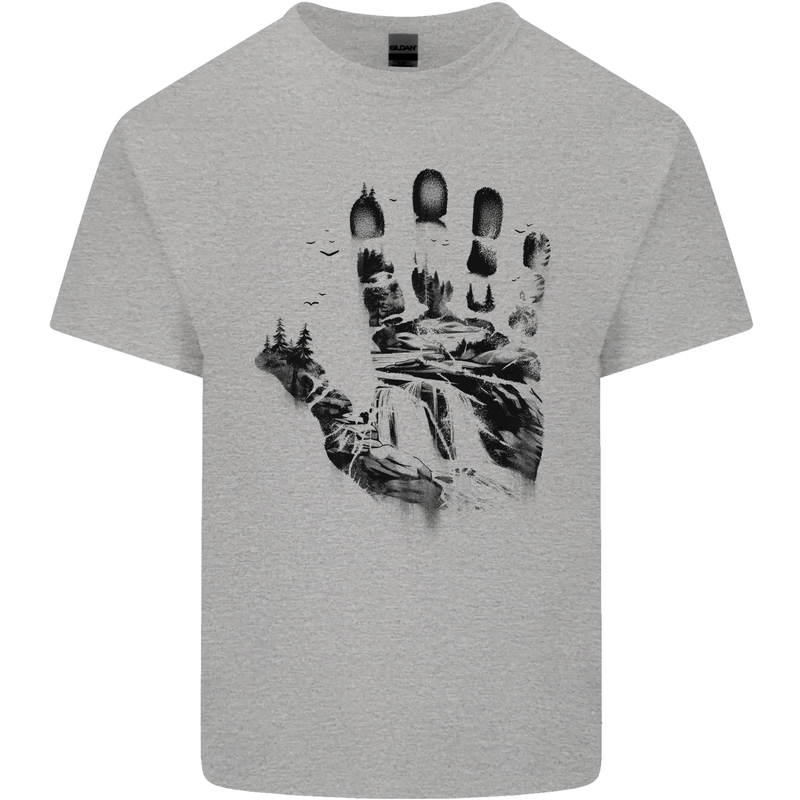Wilderness Hand Trekking Outdoors Camping Mens Cotton T-Shirt Tee Top Sports Grey