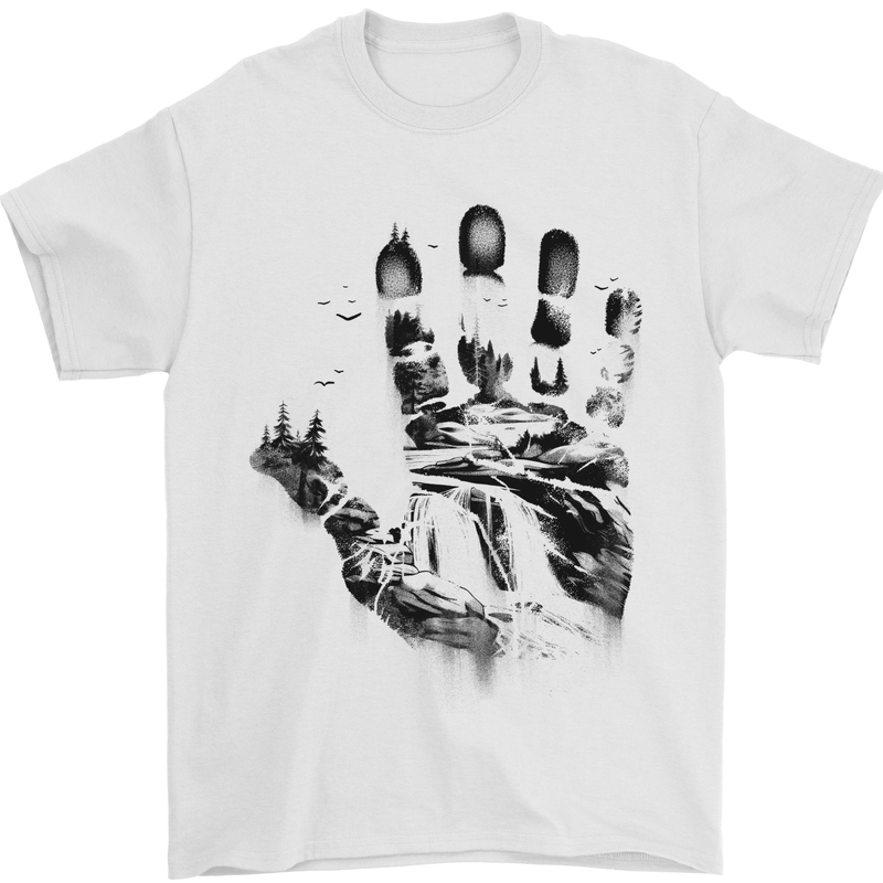 Wilderness Hand Trekking Outdoors Camping Mens T-Shirt 100% Cotton White
