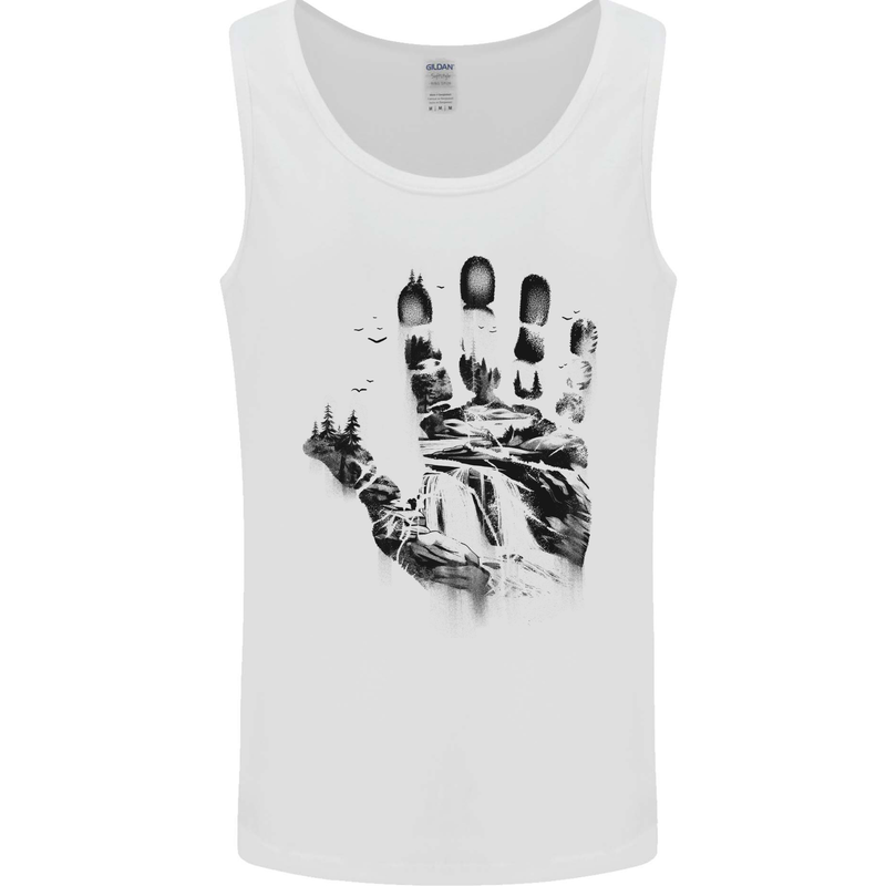Wilderness Hand Trekking Outdoors Camping Mens Vest Tank Top White