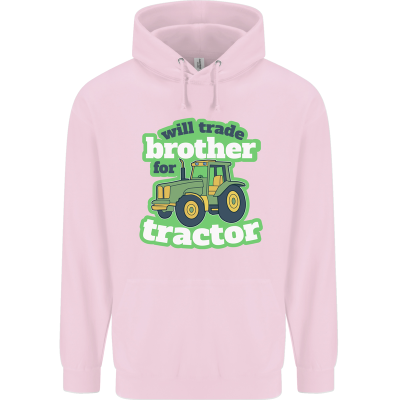 Will Trade Brother For Tractor Farmer Childrens Kids Hoodie Light Pink