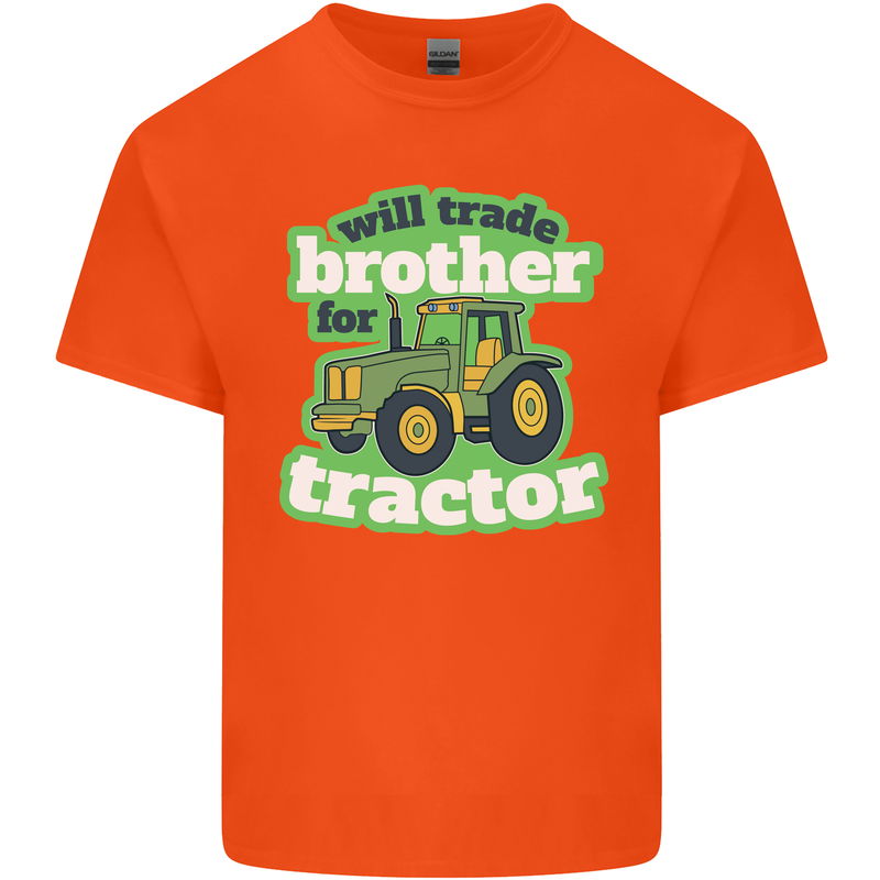 Will Trade Brother For Tractor Farmer Kids T-Shirt Childrens Orange