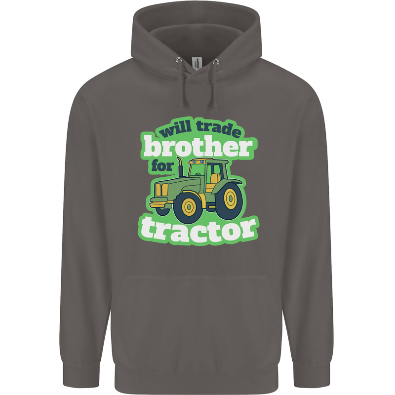 Will Trade Brother For Tractor Farmer Mens 80% Cotton Hoodie Charcoal