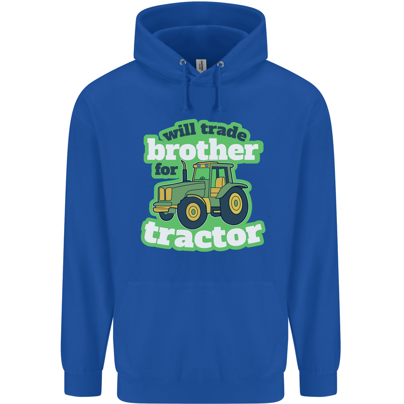 Will Trade Brother For Tractor Farmer Mens 80% Cotton Hoodie Royal Blue