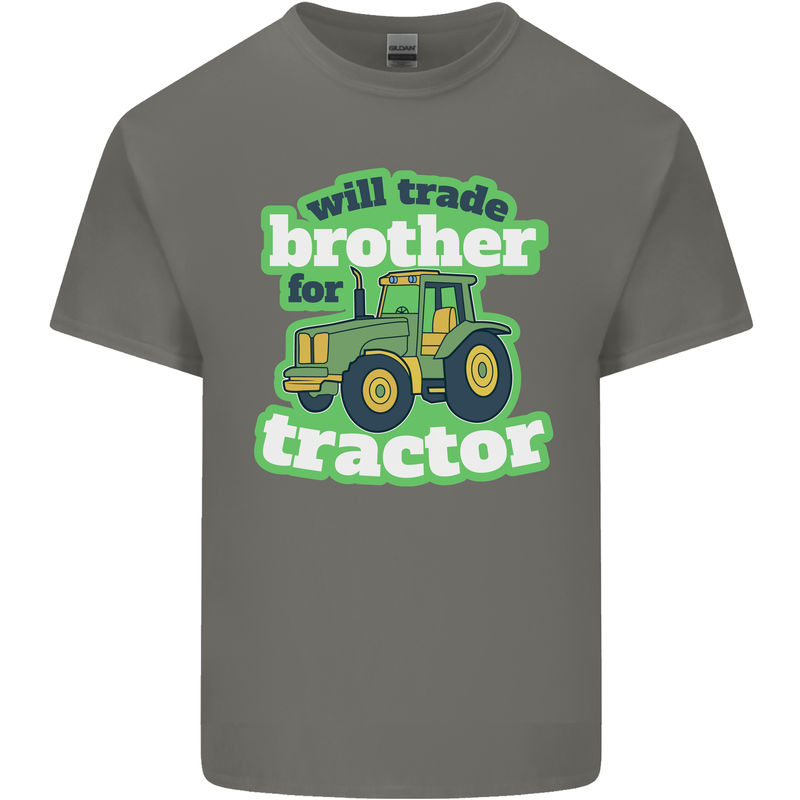 Will Trade Brother For Tractor Farmer Mens Cotton T-Shirt Tee Top Charcoal