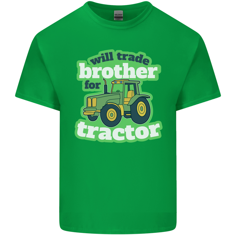 Will Trade Brother For Tractor Farmer Mens Cotton T-Shirt Tee Top Irish Green