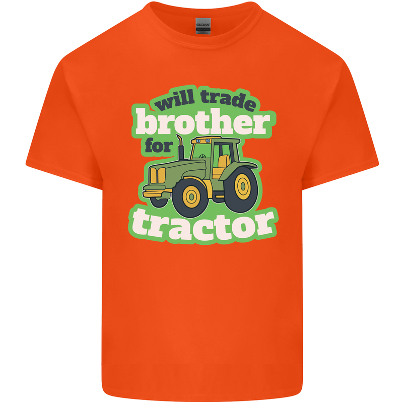 Will Trade Brother For Tractor Farmer Mens Cotton T-Shirt Tee Top Orange