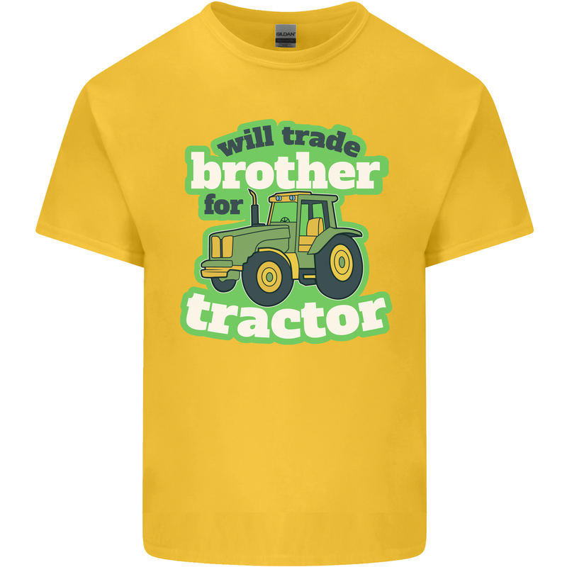 Will Trade Brother For Tractor Farmer Mens Cotton T-Shirt Tee Top Yellow