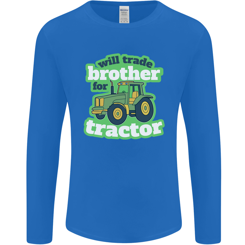 Will Trade Brother For Tractor Farmer Mens Long Sleeve T-Shirt Royal Blue