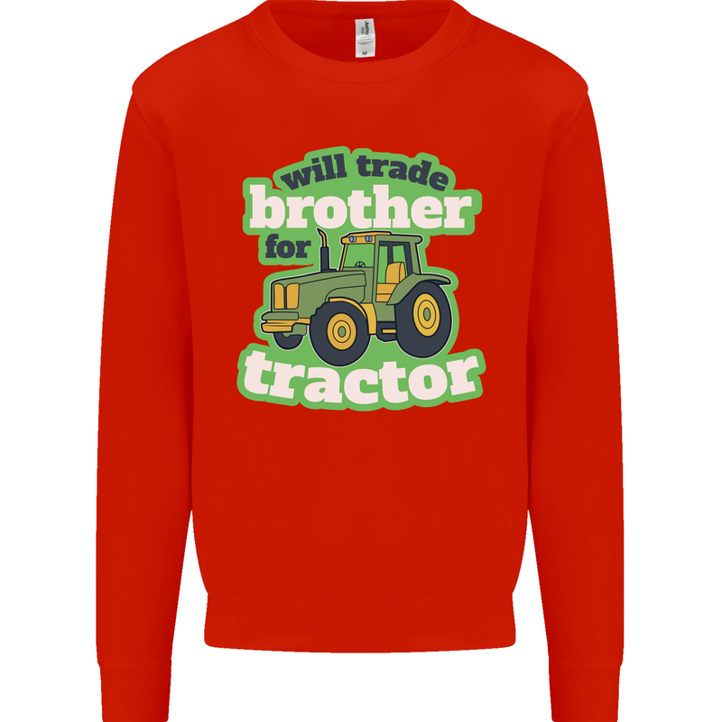 Will Trade Brother For Tractor Farmer Mens Sweatshirt Jumper Bright Red