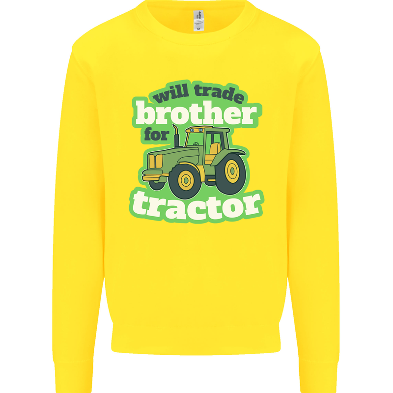 Will Trade Brother For Tractor Farmer Mens Sweatshirt Jumper Yellow